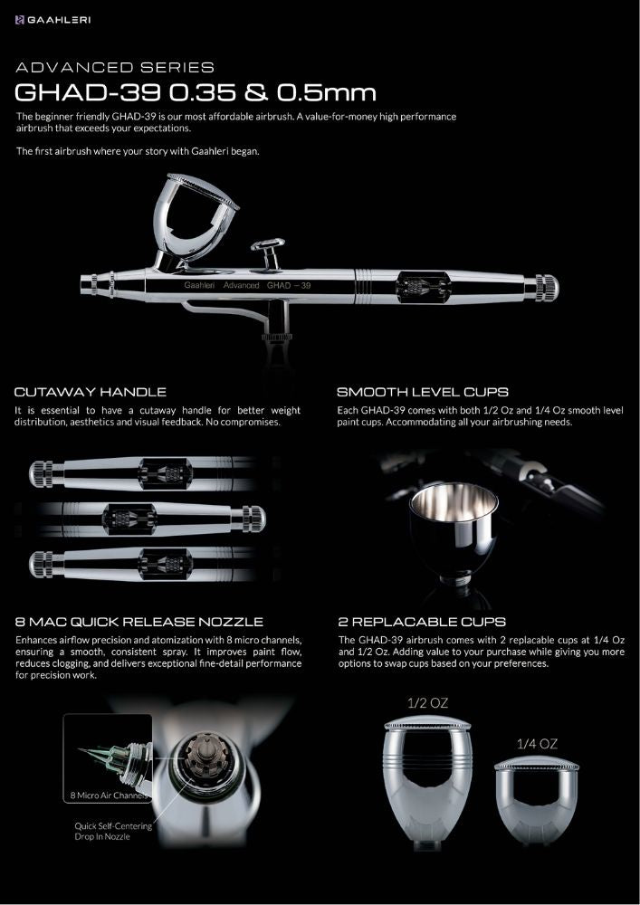 Gaahleri GHAD-39 Dual Action 0.35mm and 0.5mm Airbrush